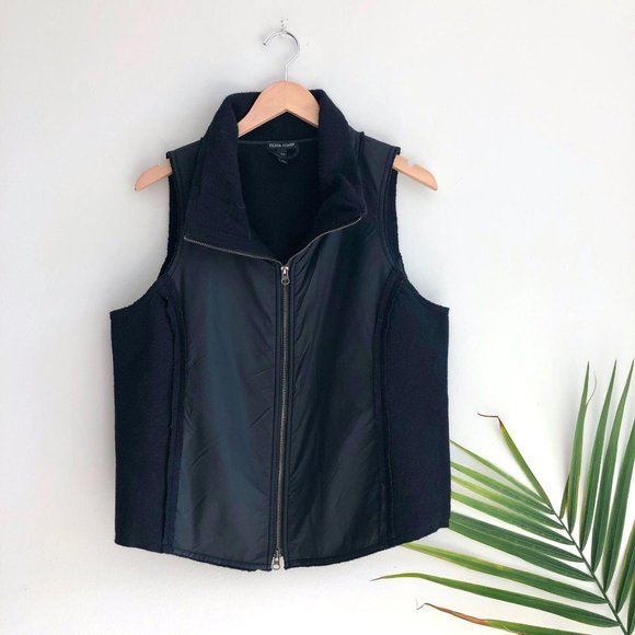 Eileen Fisher Jackets & Blazers - Eileen Fisher Boiled Mixed Media Zip Up Vest Black